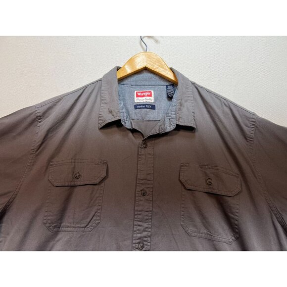 Wrangler Men’s Button Up Shirt Comfort Flex Size 2XT Gray Short Sleeve Pockets - Picture 5 of 11